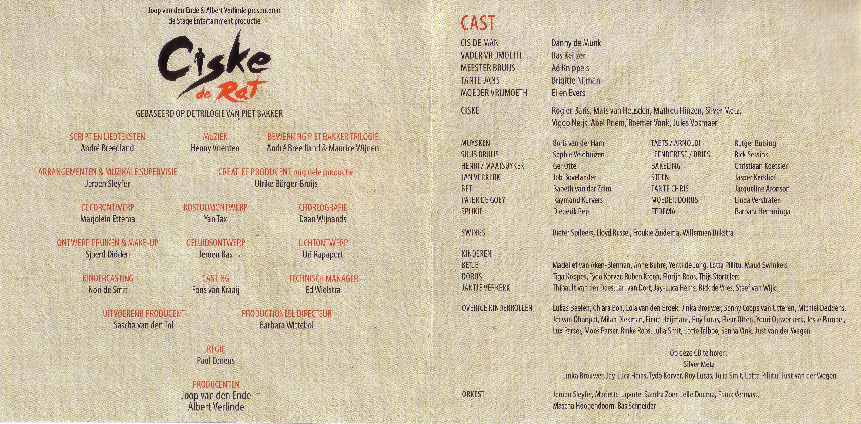 Ciske De Rat  De Musical : Front + Inlay